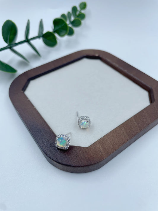 White Opal Stud Earrings1