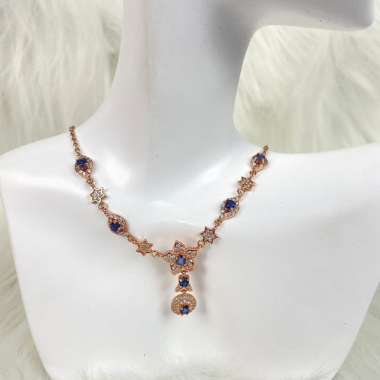 【S925】Rose Gold Sapphire Necklace